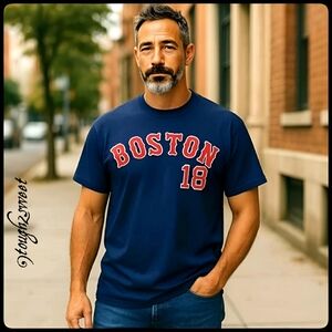 OFFICIALLY LICENSED BOSTON RED SOX MEN'S LARGE DARK BLUE T'SHIRT /#18 MATSUZAKA…